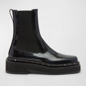 Valentino Garavani Rockstud Beatle Leather Chelsea Boots